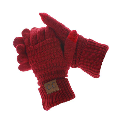 

Winter Warm Soft Knitted Fullfinger CC Gloves Anti-Slip Touch Screen Smart Cellphone Finger Tips Mittens Thermal Glove