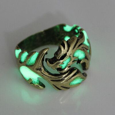 

Unique Cool Mens Boys Luminous Dragon Ring Vintage Jewelry Club Pub Band Ring