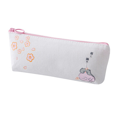

Toponeto Kawaii Pink Cat Capacity Canvas Pencil Case Pen Box Girls School Stationery Bag