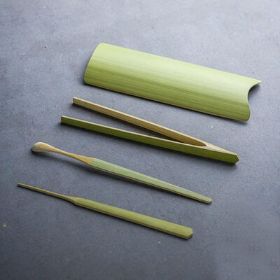 

Handmade Green Bamboo Cha Dao 4 Pcs Gongfu Tea Ceremony Utensils Tools Set