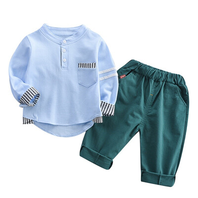 

Autumn Children Baby Boys Cute Casual Long Sleeve Striped Print T-shirt Blouse TopsPants Trouser Set