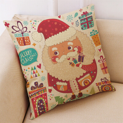 

Gobestart New Christmas Cotton Linen Pillow Case Sofa Cushion Cover Home Decor