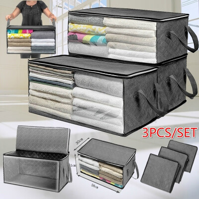 

3PCS Non-woven Foldable Quilt Clothes Organizer Tidy Pouch Suitcase Home Storage Box Container Bag