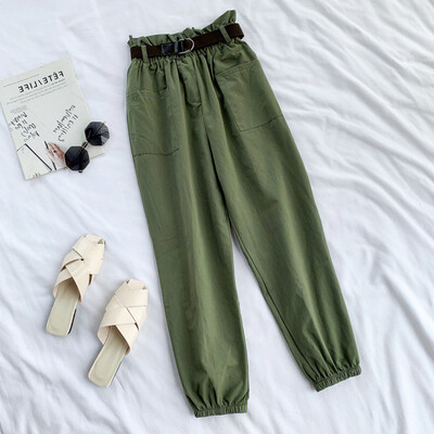 

Wild Casual Loose Women Pants Fashion High Waist Straight Pants Solid Color Pocket Decoration Autumn Womens Ankle-length Pants