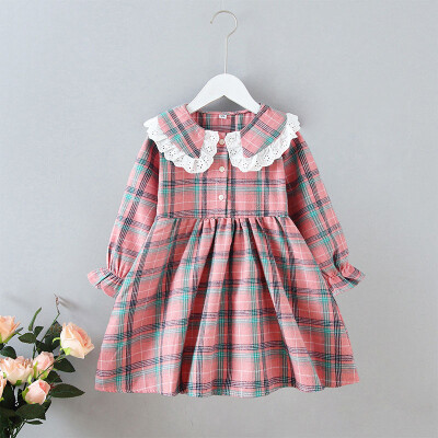 

2019 Autumn Baby Girl Dress Cute Girls Long Sleeve Plaid Dress Kids Dresses For Girls Princess Pageant Dress childrens Clothes