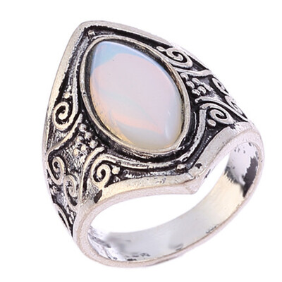

New Hot Bohemian Vintage Silver Big Stone Ring For Women Jewelry Gift Wedding Rings Opal Ring Mens Rings Wedding Free Shipping