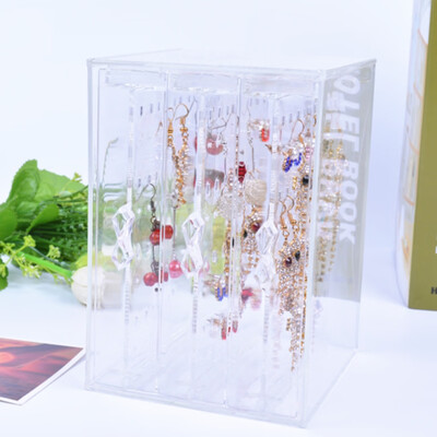 

Clear PS Material Jewelry Dust-Proof Storage Box 3 Drawers Earring Holder Large Capacity Ear Studs Organizer Display Shelf