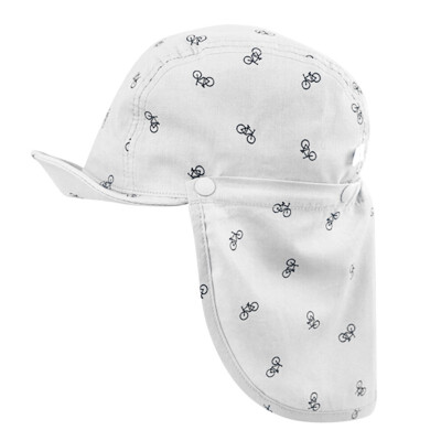 

Baby Children Summer Caps with Soft Brim BlueWhite Detachable Cute Cartoon Print Sun Hat