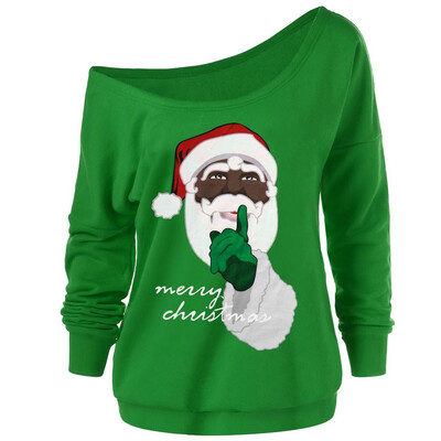

Tailored Fashion Women Casual Christmas Print Long Sleeve Irregular Loose Sweatshirt Tops