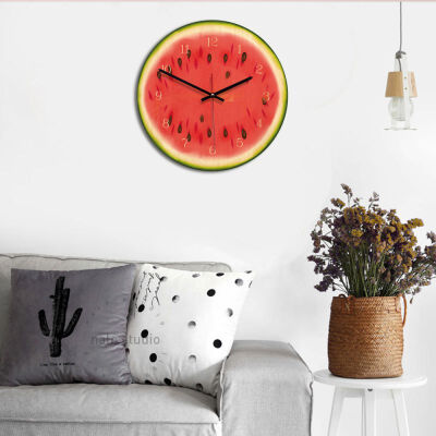 

New Fruit Style Wooden Acrylic Wall Clock Mute Movement Needle Display Kitchen Home Living Room Modern Decorative Ornament