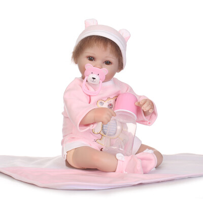 

Reborn Baby Doll 16 inch Cloth Body Lifelike Toddler Doll Play House Toy Gift With Green Cloths