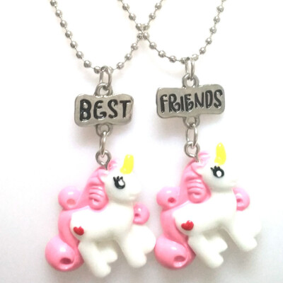 

2piecesset Jewelry Necklace Loverly Pink Oil Horse Pendant Girls Gift women necklace