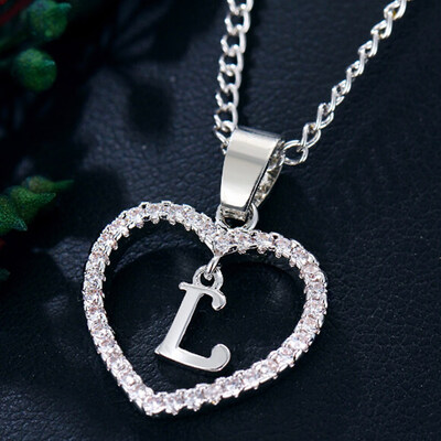 

Crystal Simple And Fashionable Necklace With crystal Heart Letters Silvery Allergy Free Adjustable