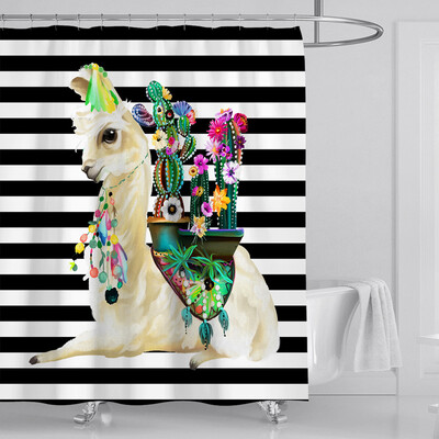 

Gobestart New Waterproof Shower Curtain with 12 Hooks 3D Printed Bathroom Polyester