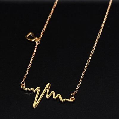 

Fashion Women Gold Silver Heart Beat Pendant Necklace Stainless Steel Chain Gift
