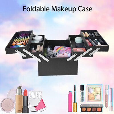 

Gobestart 3 Layer Makeup Train Case Organizer Bag With Shoulder Strap Adjustable Dividers