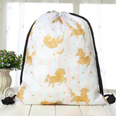 

Personalised Any Name Unicorn Girl Back To Drawstring Bag School Kids Polyester