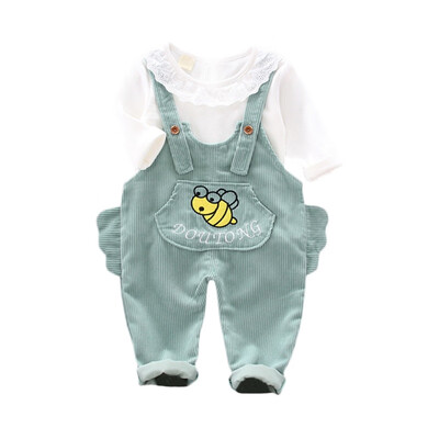 

Baby Clothes Sets Infant Kid Baby Girl Clothes Set Cartoon Autumn Long Sleeve Bodysuit printing suspender trouser