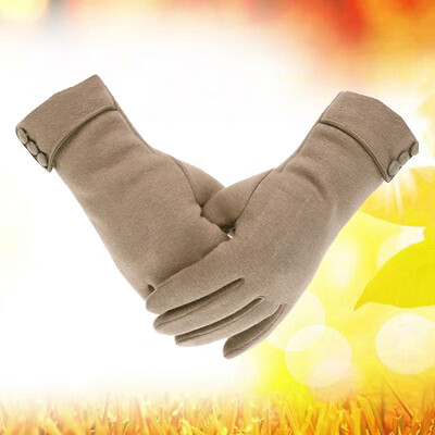 

Women Winter Touch Screen Gloves Fleece Lining Buttons Winter Warm Windproof Glove