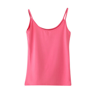 

Women Basic Camis Summer Sleeveless Top Satin Candy Color Black White Bottoming Shirt