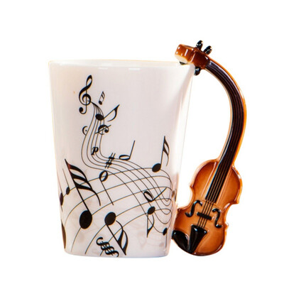 

Mugs Creative Guitar Shape Coffee Mug Personality Notes Porcelain Cup Colorful Package Home Office Essential Mugs