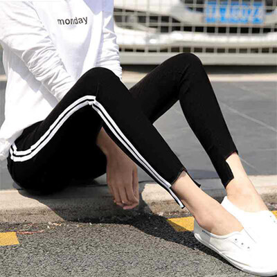 

Women Autumn Casual Solid Color Leggings Stretchy Elastic Pencil High Waist Feet Nine Trousers