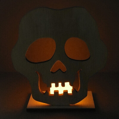 

Gobestart Halloween DIY Wooden Candle Light Vintage Halloween Party LED Decorative Lamp
