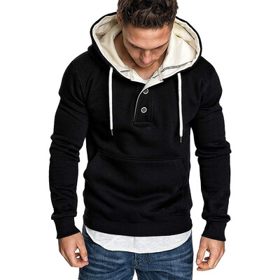 

Toponeto Mens Autumn Spring Solid Color Long Sleeve Hoodies Sweatershirt Tops Shirt