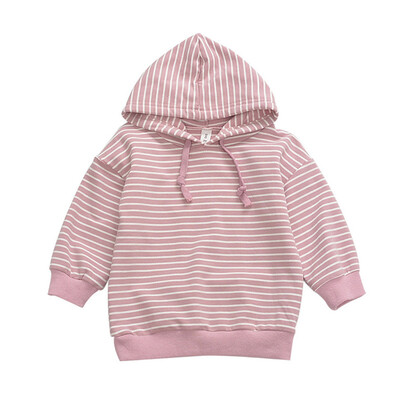 

Autumn Hooded kids Sweatshirt Outerwears Baby Boy Girl Stripe Long Sleeve Hoodie Casual Coats Pink Black 6 Months-5 Years