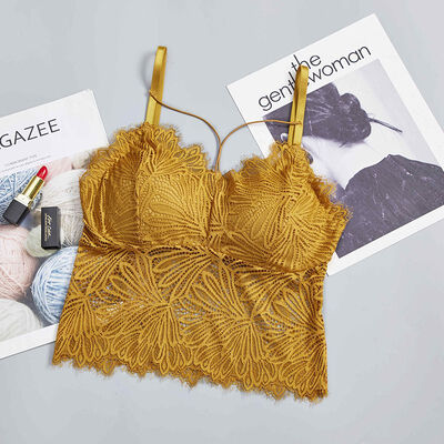 

Fashion New Sexy Eyelashes Lace Beauty Back Wrapped Chest Adjustable Bottoming Small Camisole