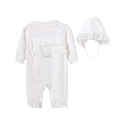 

Newborn Baby Girl Clothes Lace Romper Clothing Set Jumpsuit Hat 2pcs Cute Infant Girls Rompers