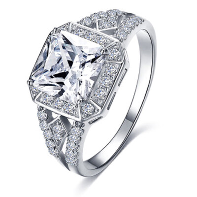 

Elegant Ring For Women Engagement Wedding Female Shinning Zircon Big Square Rings Jewelry