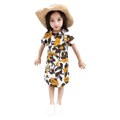 

3-8 years Summer New Fashion Baby Girls National Wind Floral Print Cheongsam Style Dress Casual Dress