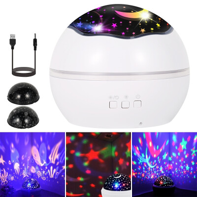 

Bedroom Colorful Rotating Stars Moon Bedside Night Lamp Starry Sky Rotating Night Light LED Mode Laser Night Lights Gift