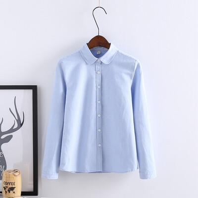 

New Casual Women Ladies Blouse Fashion Long Sleeve Loose Shirt Summer Cotton Office Clothing Women Tops Solid