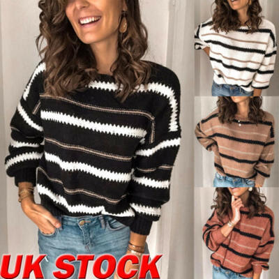 

Women Ladies Long Sleeve Pullover Sweater Sweatshirt Loose Jumper Tops Size 8-18