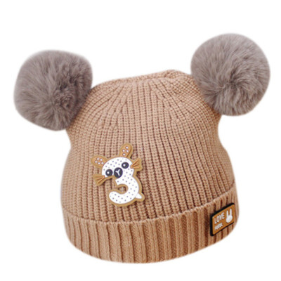 

New Newborn Baby Kids Girls Boys Winter Warm Knit Hat Balls Solid Warm Cute Lovely Beanie Cap Gifts