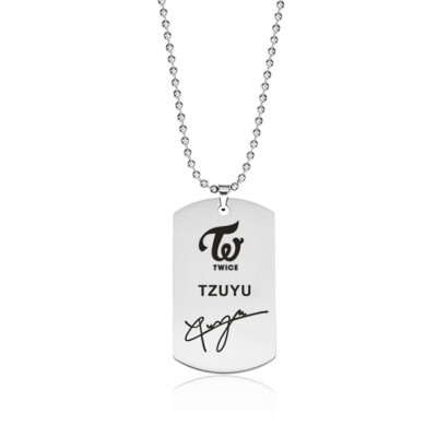 

KPOP TWICE Stainless Steel Tag Signature Lettering Pendant Necklace Boys Girls Couple Necklace Hot Gifts for Fans