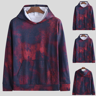 

Toponeto Fashionable Personality Men Autumn And Winter Tie-dye Hoodie Lover Top Blouse