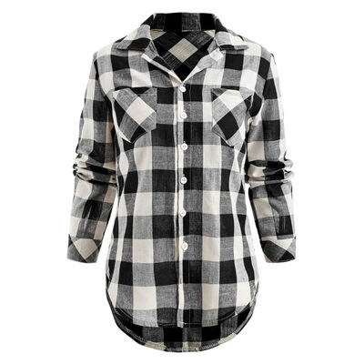 

Fashion Plaid Womens Tops&Blouses Women Casual Long Sleeve Button Pockets Blouses Tops Female Shirt blusas mujer de moda