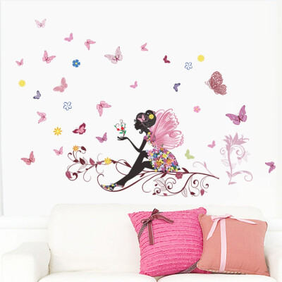 

3D Wall Decor Sticker Fashion Butterfly Flower Wall Sticker Fairy Bedroom Living Room Decal Chic Beaitiful Style Home Decorative