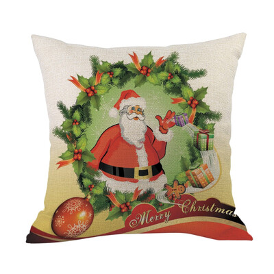 

Tailored Happy Christmas Pillow Cases Linen Sofa Cushion Cover Home Decor Pillow Core