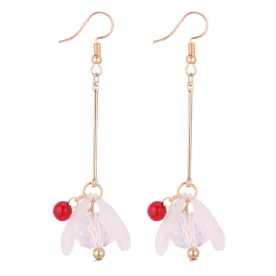 

Women Gold Silver Plated Crystal Flower Drop Long Dangle Chain Earrings
