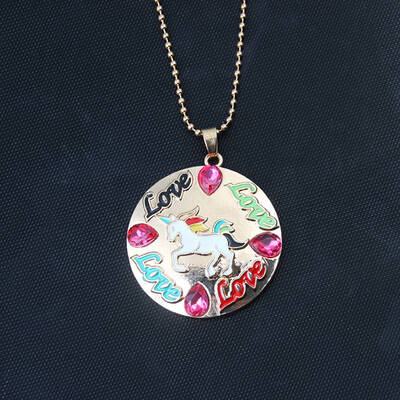 

Cute Animal Necklace Love Heart Pendant Cartoon Rainbow Horse Necklaces&Pendant Acrylic Jewelry Free Shipping