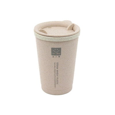 

280ml Double-wall Rotary Lid Wheat Straw Coffee Cup Travel Water Drinking Mug