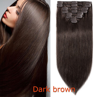 

100 Human Hair Real Thick Women Girls Long Straight Full Head Hair Extension Clip In Hair Extension