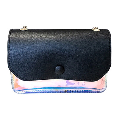 

Fashion Dual Color Mini Holographic Chain Strap Crossbody Shoulder Bag Handbag