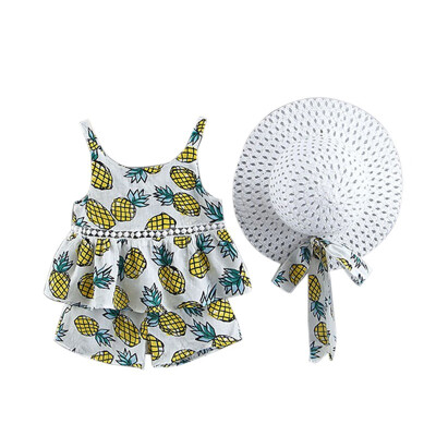 

Baby Girl Clothes Set 0-3t Casual Summer TopShortsCap Cotton Print Floral Infant Girl Clothes Suit