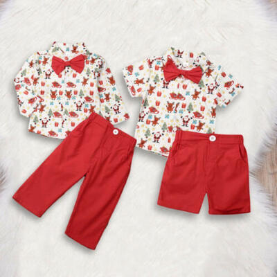 

Christmas Toddler Baby Boy Xmas Clothes T-shirt TopsShortLong Pants Outfit US
