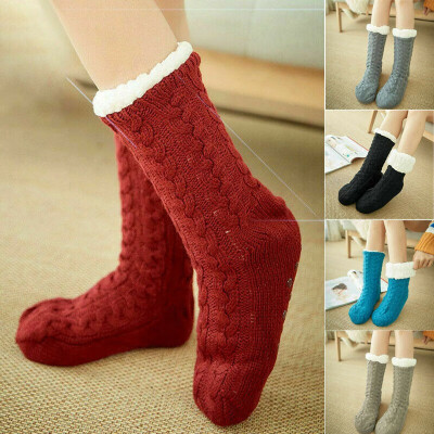 

1 Pair Women Soft Warm Fuzzy Cozy Fleece Lined Winter Slipper Grippers Bed Socks